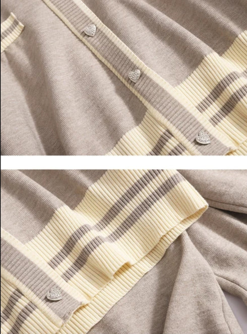 Single Breasted Design Round Neck Knitted Co-Ord Sets